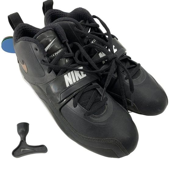 Rare Nike Football Sample Cleats NWOB Sz 9 Mixed Swoosh Colors Black 3120 Shoes - Picture 2 of 13